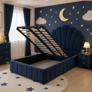 Panel Lines Flower Headboard Kids Bed