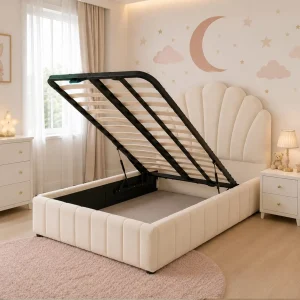 Panel Lines Flower Headboard Kids Bed