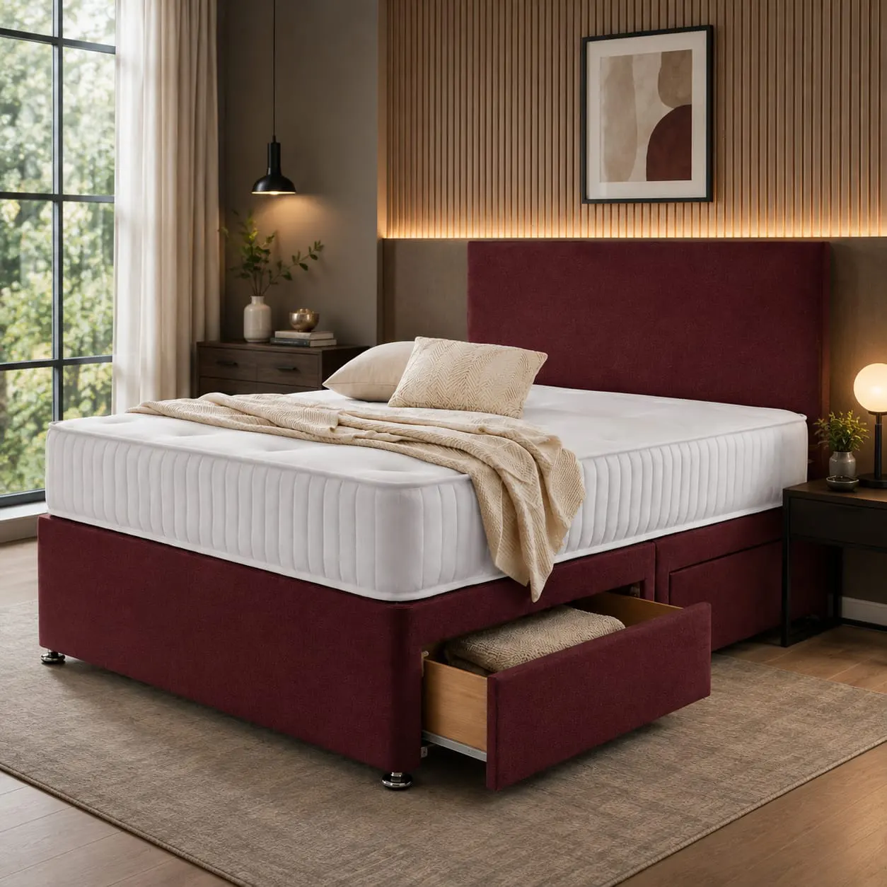 Super King Size Divan Bed with Mattress & Headboard Included