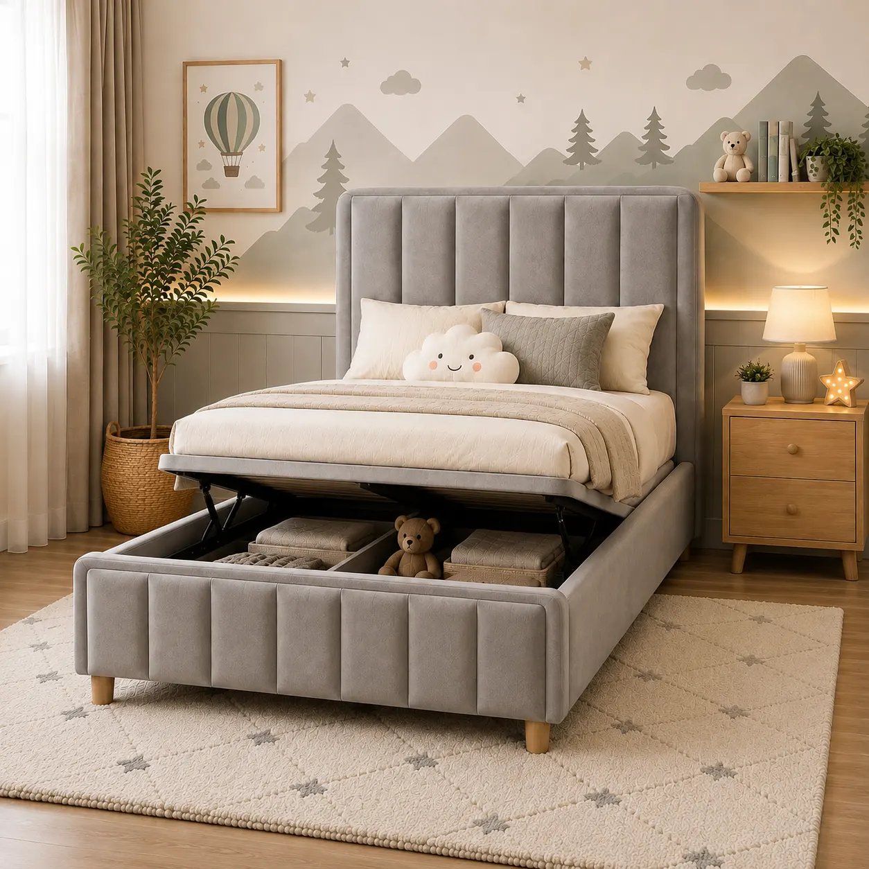 Modern Panel Bed with Optional Gas Lift Storage
